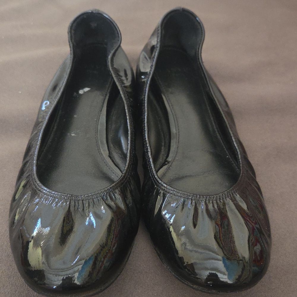 Lanvin Patent Leather Ballet Flats Round Toe Black Size 36 US 6